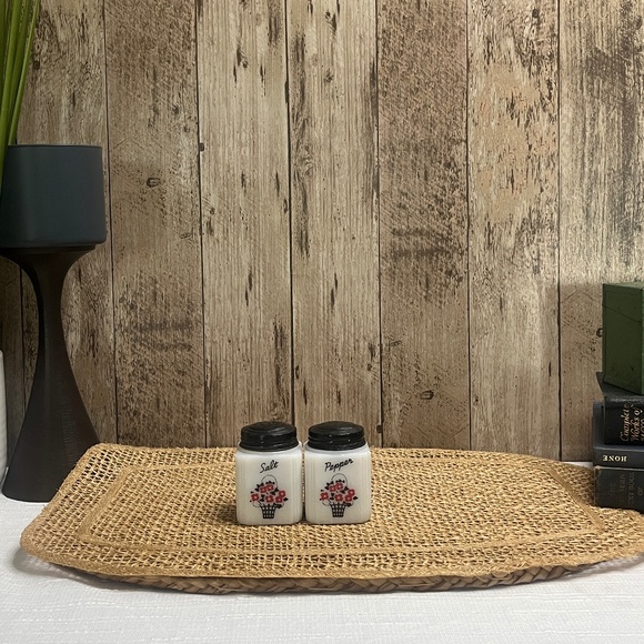 MCM Other - Vintage White Glass Salt and Pepper Set Cottage Farmhouse Floral